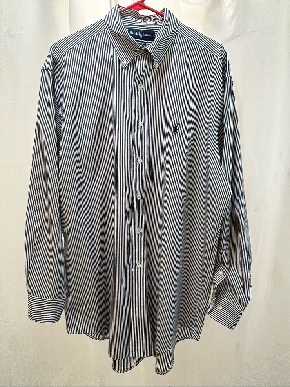Polo Ralph Lauren Yarmouth Button Down Shirt Mens 16.5 32/33 Charcoal Gray White